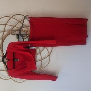 Body Contour Wrap Front Cropped Sweater and Skirt set